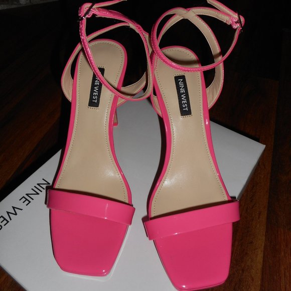 HOST PICK! NIB Nine West Bright Pink Ankle Strap Sandals, 8 - Picture 3 of 5